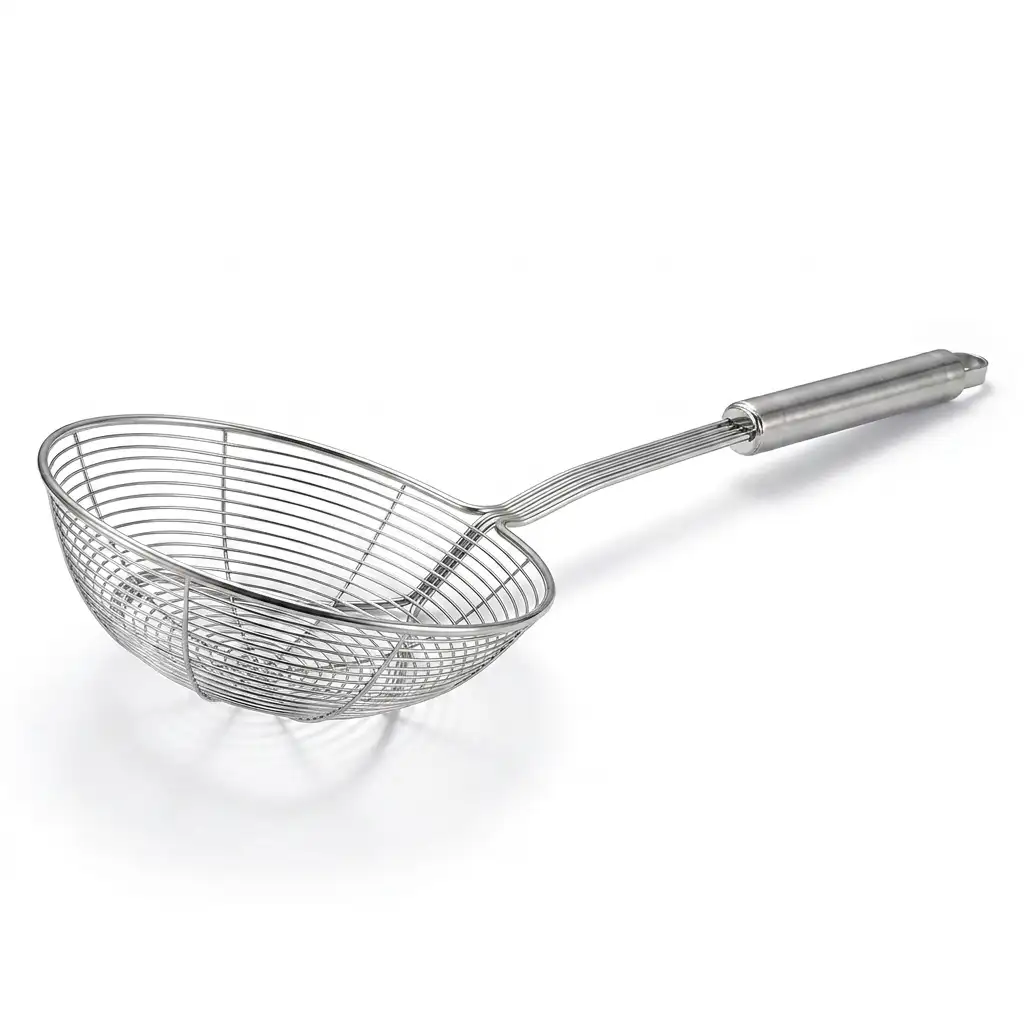 Eisinly 6.3 inch stainless steel strainer skimmer spoon with long insulated handle for deep frying and cooking